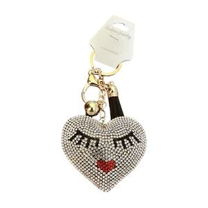 Glamorous Heart Rhinestone‎ Keychain with Red Detail
